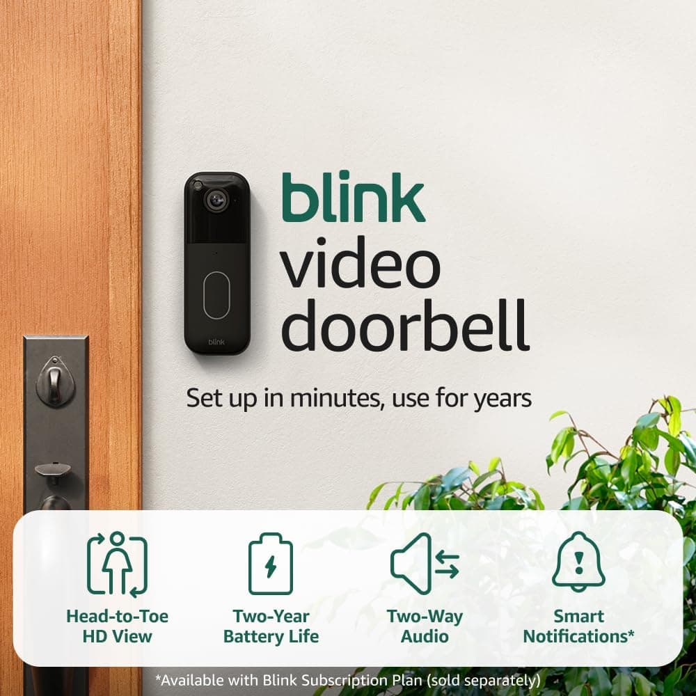 Blink Video Doorbell + Outdoor 4 – Wireless smart security cameras, head-to-toe HD view, two-year battery life. Sync Module Core included – 1 camera system + Video Doorbell
