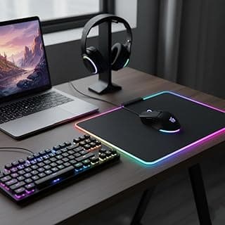 RGB Gaming Mouse Pad, LED Light Up Mousepad with Multiple Color Modes, Stitched Edges & Non-Slip Base, Smooth Cloth Surface for PC Gamers, Desk Setup - 350mm