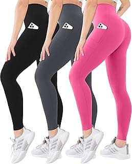 3 Pack High Waisted Leggings for Women with Pockets Soft Active Tummy Control Pants for Yoga Running & Daily Wear