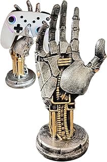 Cyberpunk Silverhand Mechanical Hand Controller Stand, Steampunk Gaming Accessory Holder for PS5, Xbox, PC - Resin Art Desk Decor for Gamers, Modern Home & Gaming Room Decor Unique Gift Idea