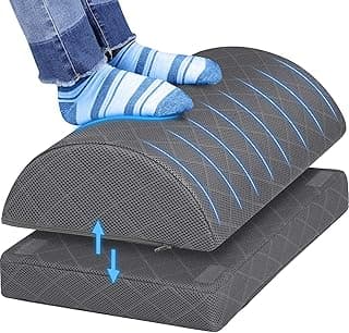 CushZone Foot Rest,Desk & Gaming Accessories,Foot Rest for Under Desk at Work,Comfortable Footrest with 2 Adjustable Heights & Removable Cover, Office Desk Accessories（Gray）