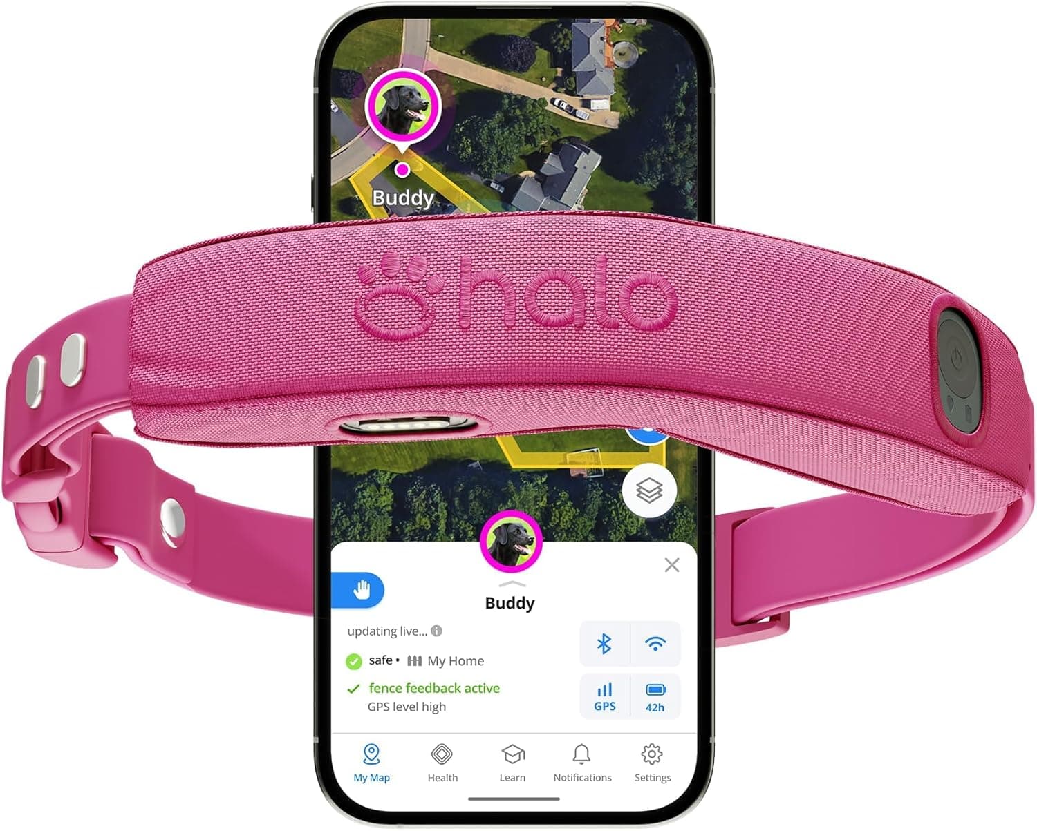 Halo Collar 5 Wireless Dog Fence & GPS Dog Collar, Keep Your Dog Safely Contained Outdoors with App-Controlled Boundaries and Real-Time Tracking, One Size, Orchid