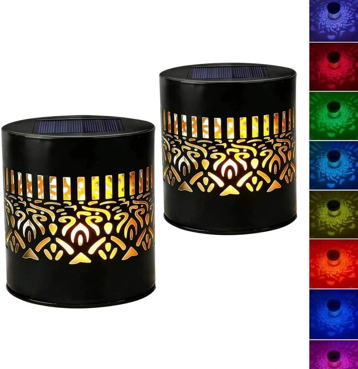 Automatic Color Change Solar Mandala Lights Outdoor, Decorative Solar Mandala Lights, Mandala Theme Waterproof Fence Light for Garden Post Patio Backyard Yard Decor (2 pcs)