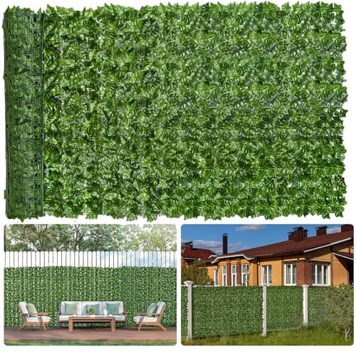 Moeput Faux Ivy Privacy Fence Screen 120 * 40 Inch Artificial Faux Ivy Hedge Expandable Faux Privacy Fence Decoration for Wall Screen, Outdoor Garden, Wedding Decor,No Cable Tie (12PCS)