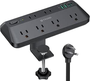 TROND 20W USB C Desk Clamp Power Strip Fit 1.97" Tabletop, ETL List, 6ft