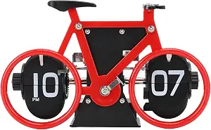 Desk Clock, Vintage Bicycle Flip Down Mechanical Time Reminder with 12-Hour Format for Home Office Decor