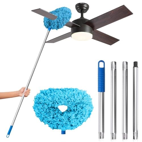 DRQ Ceiling Fan Cleaner Duster with 13-48 in Extension Pole, Blue