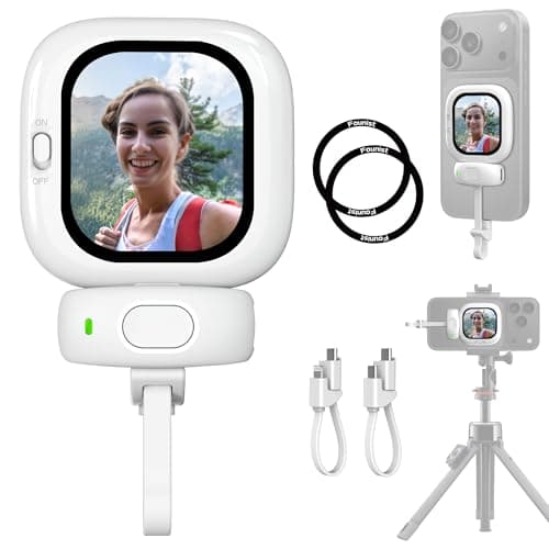 Founist Vlogmate Mini Phone Vlog Selfie Monitor Screen, Phone Holder Clip Mount for Rear Camera Selfies/Vlogging/Live/TikTok,Selfie Screen Compatible with iPhone Back Camera Monitor Screen