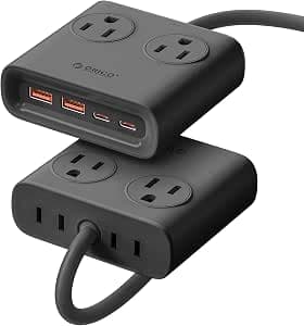 ORICO 25W GaN Power Strip with USB Ports, 8-in-1 Charging Station