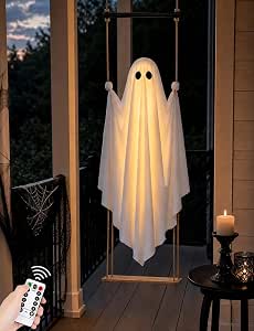 Halloween Decorations Outdoor 3.7FT Pre-Assembled Hanging Swing Ghost